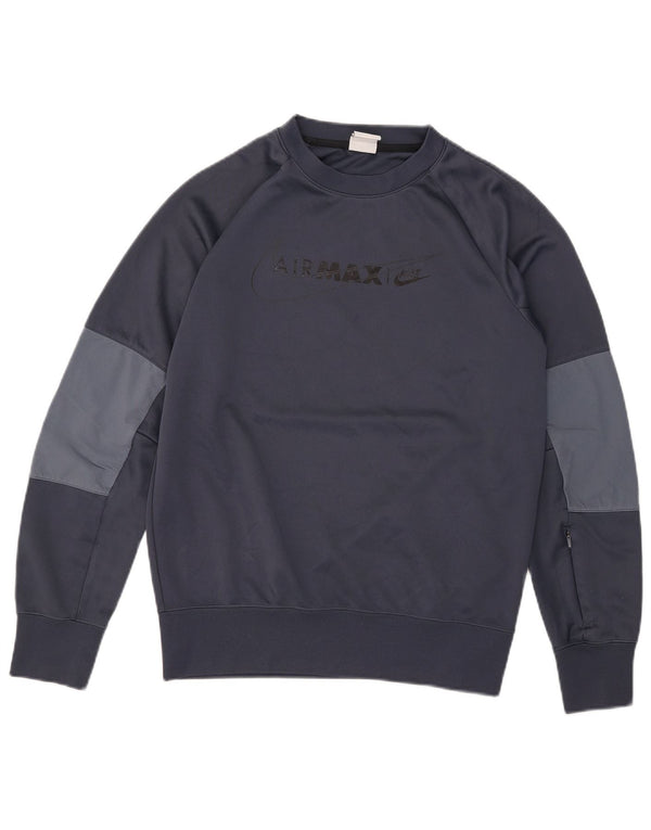 Nike Mens Graphic Sweatshirt Jumper Small Navy Blue Colourblock Polyester