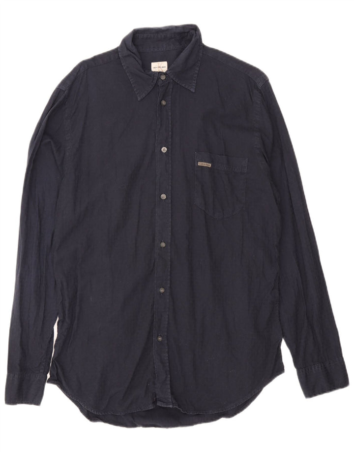 Camisa masculina CALVIN KLEIN JEANS grande algodão azul marinho