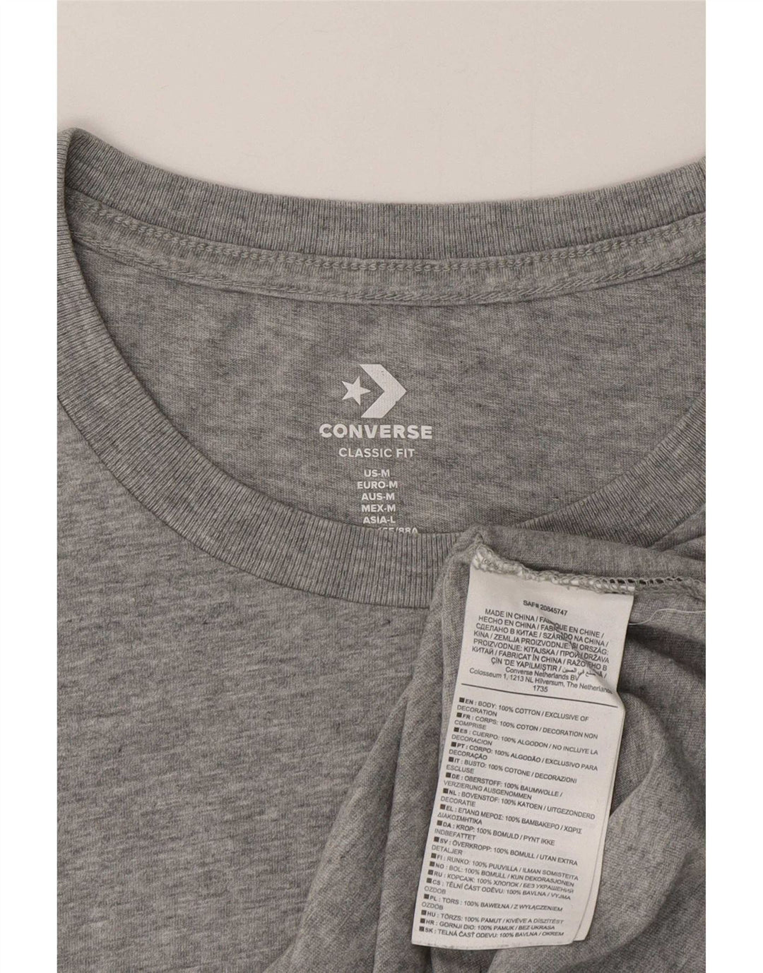 Camiseta feminina Converse Top UK 12 algodão cinza médio