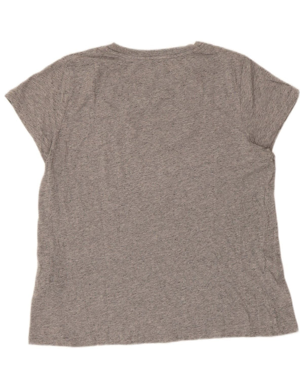 Camiseta feminina gráfica LEVI'S UK 14 grande algodão manchado cinza