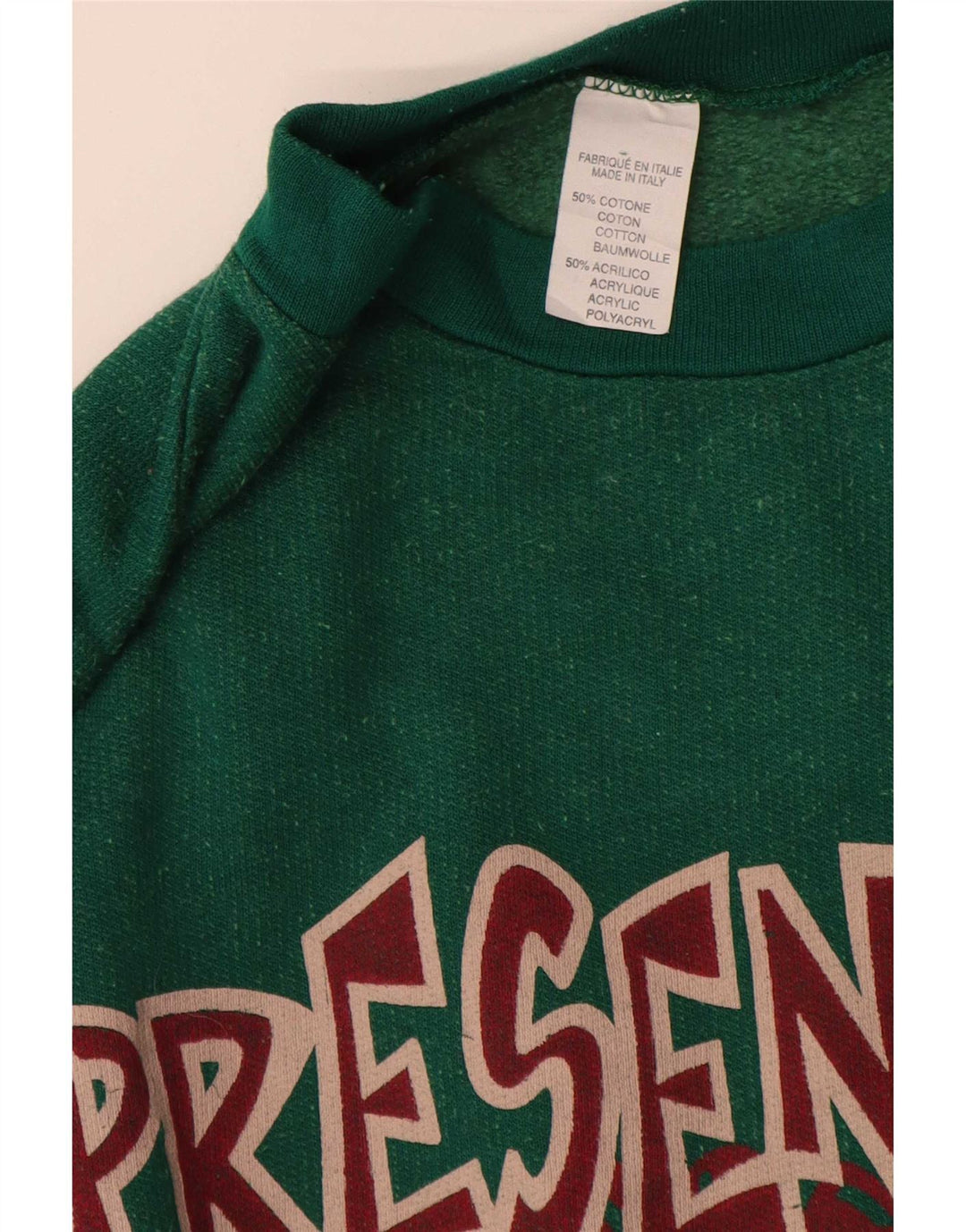 Moletom gráfico masculino vintage Jumper XL algodão verde