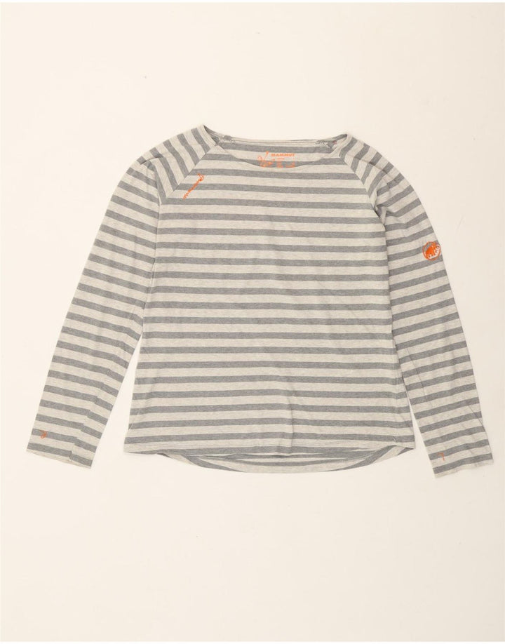 Mammut Top Feminino Manga Comprida UK 14 Grande Listrado Cinza