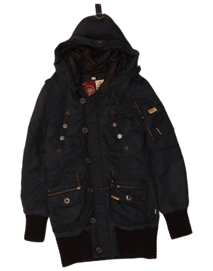 Jaqueta Parka masculina com capuz KHUJO Reino Unido 38 azul marinho médio