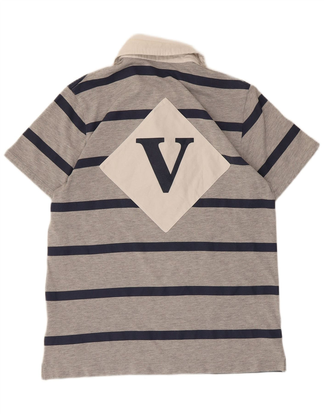 Camisa polo masculina Adidas Graphic Rugby poliéster listrado cinza médio