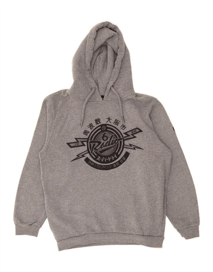 SUPERDRY Mens Graphic Hoodie Jumper XS Grey Cotton Vintage Superdry and Second-Hand Superdry from Messina Hembry 
