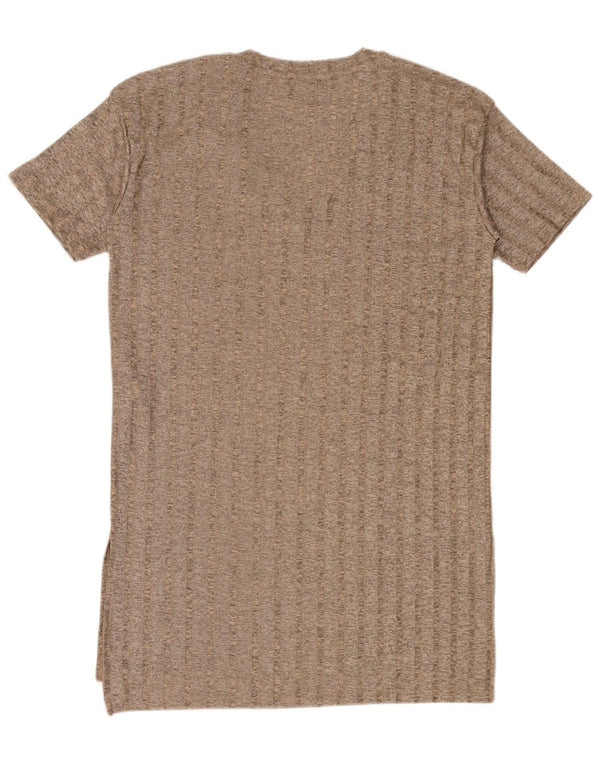 Vestido camiseta feminino Zara Reino Unido 16 grande poliéster marrom