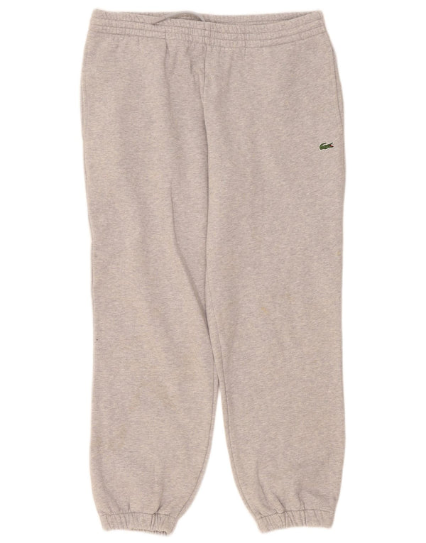 Calça esportiva masculina Lacoste Regular Fit tamanho 6 XL cinza manchada