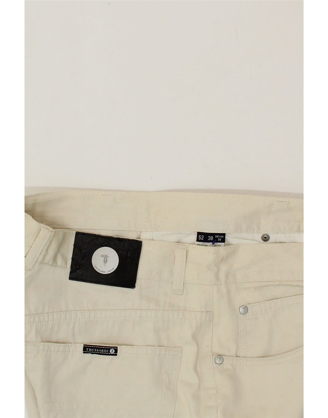 TRUSSARDI Mens Tapered Casual Trousers W36 L27 White Cotton Vintage Trussardi and Second-Hand Trussardi from Messina Hembry 
