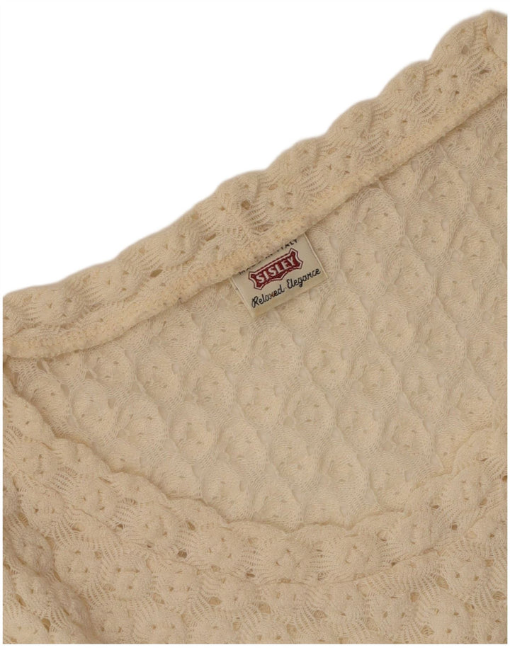 Suéter feminino Sisley Relaxed Elegance com decote em V Reino Unido 12 Médio Off White