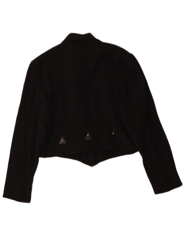 Jaqueta blazer feminina vintage com botões duplos UK 16 grande preta
