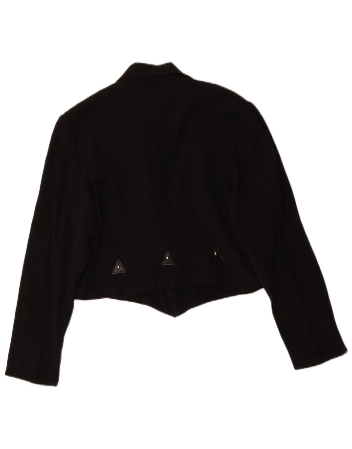 Jaqueta blazer feminina vintage com botões duplos UK 16 grande preta