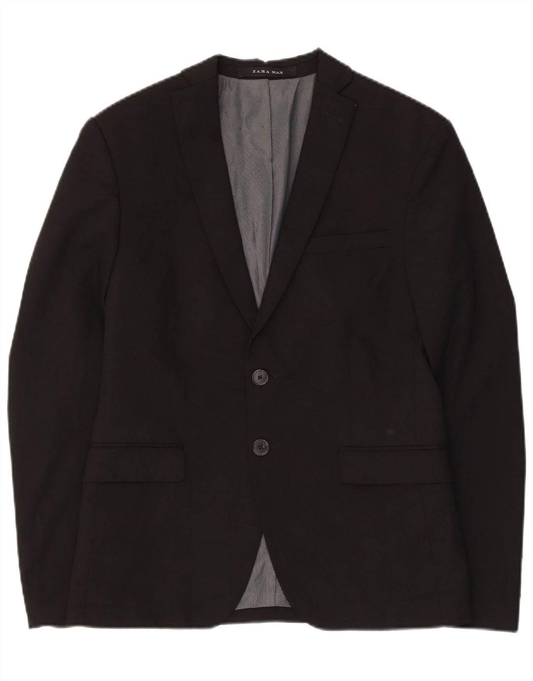 ZARA Jaqueta Blazer Masculina com 2 Botões Reino Unido 34 XS Viscose Preta