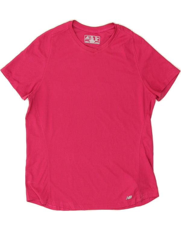 Camiseta feminina NEW BALANCE Standard Fit UK 14 poliéster rosa médio