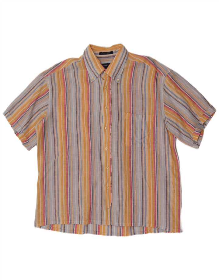 Camisa masculina de manga curta Gant XL linho listrado multicolorido