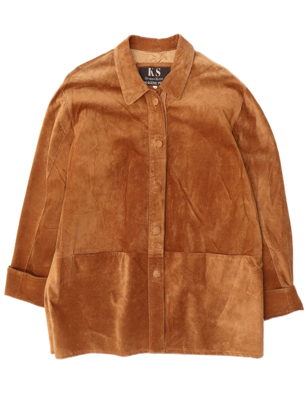 Sobretudo feminino de camurça KIROS IT 48 XL couro bege