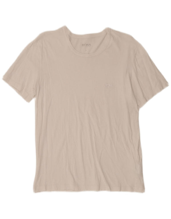 Camiseta feminina Hugo Boss UK 12 algodão branco médio