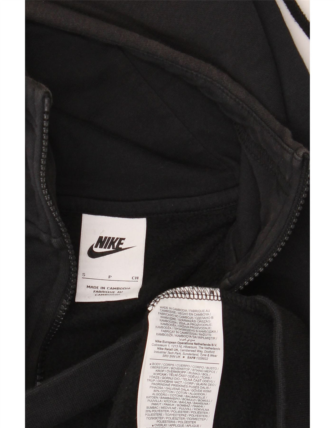 Suéter Nike Masculino Zip com Capuz Pequeno Algodão Preto