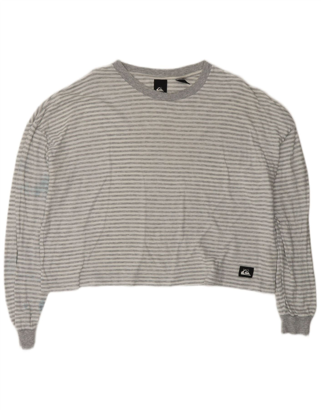 QUIKSILVER Top feminino oversized manga comprida UK 14 listrado cinza médio
