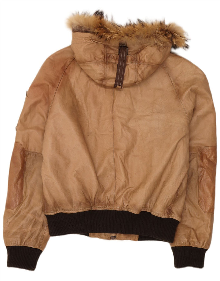 Jaqueta masculina de couro com capuz Bata IT 50 grande couro bege