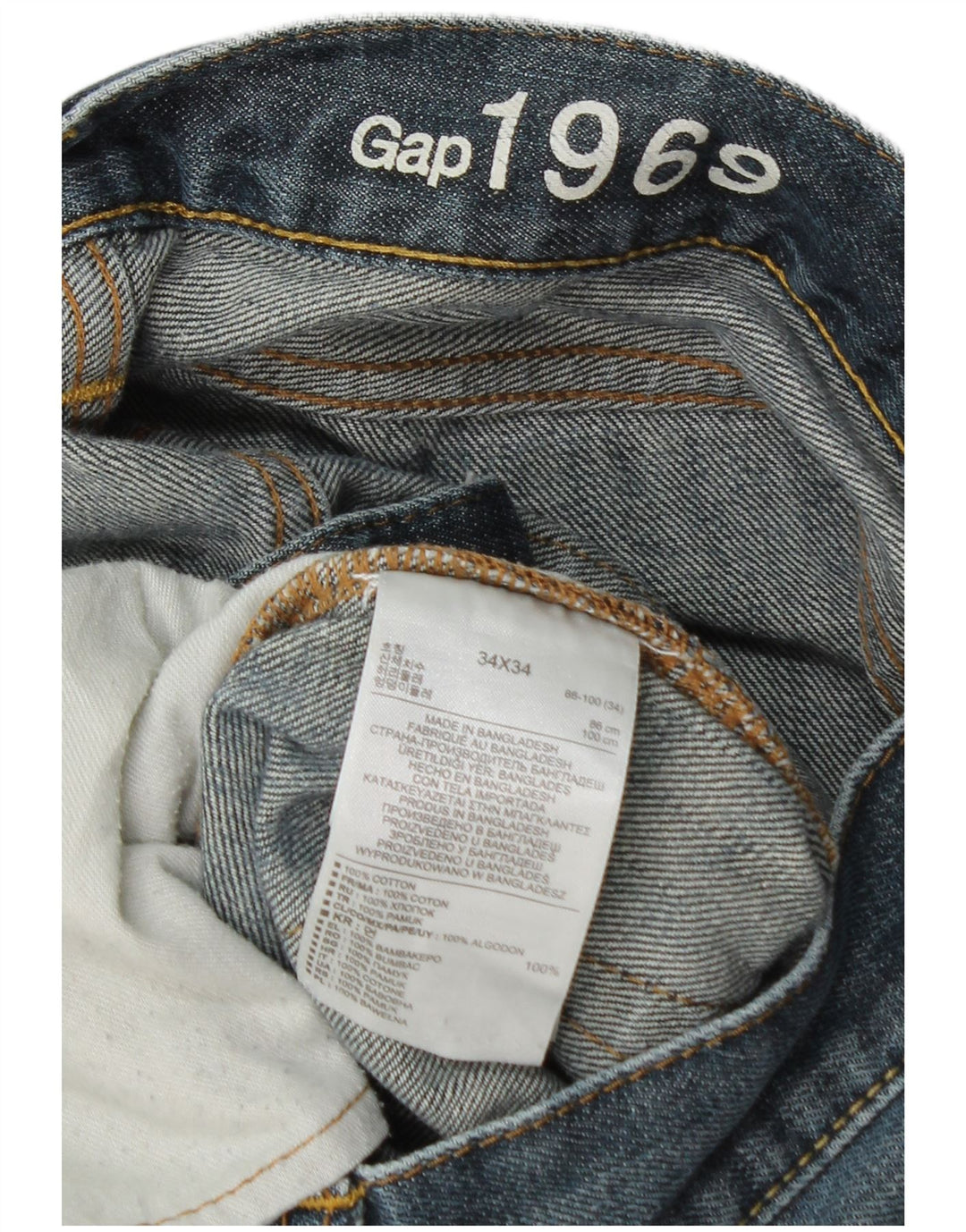 Jeans retos masculinos Gap W34 L34 algodão azul