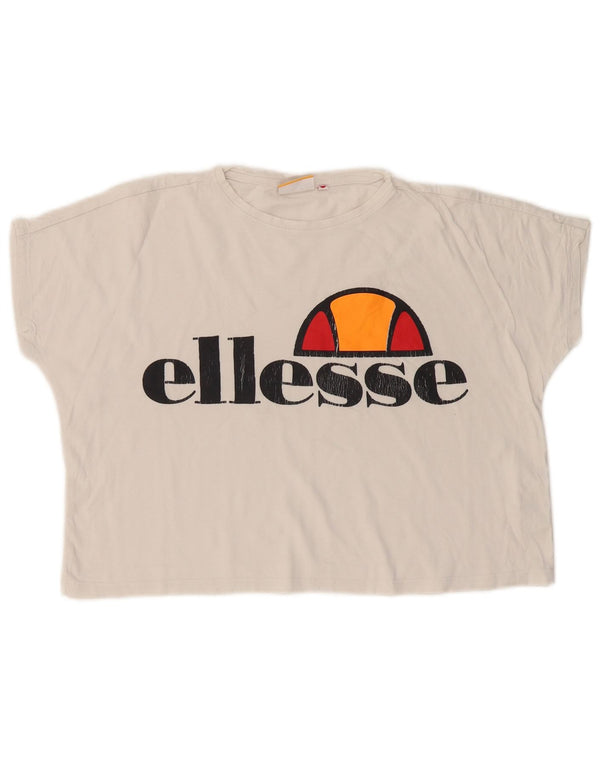 Camiseta feminina ELLESSE Heritage Oversized Crop Graphic UK 6 XS Branco