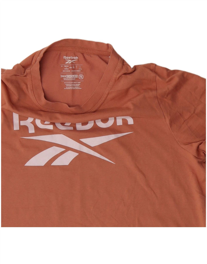 Camiseta feminina REEBOK com estampa gráfica UK 16 grande algodão laranja