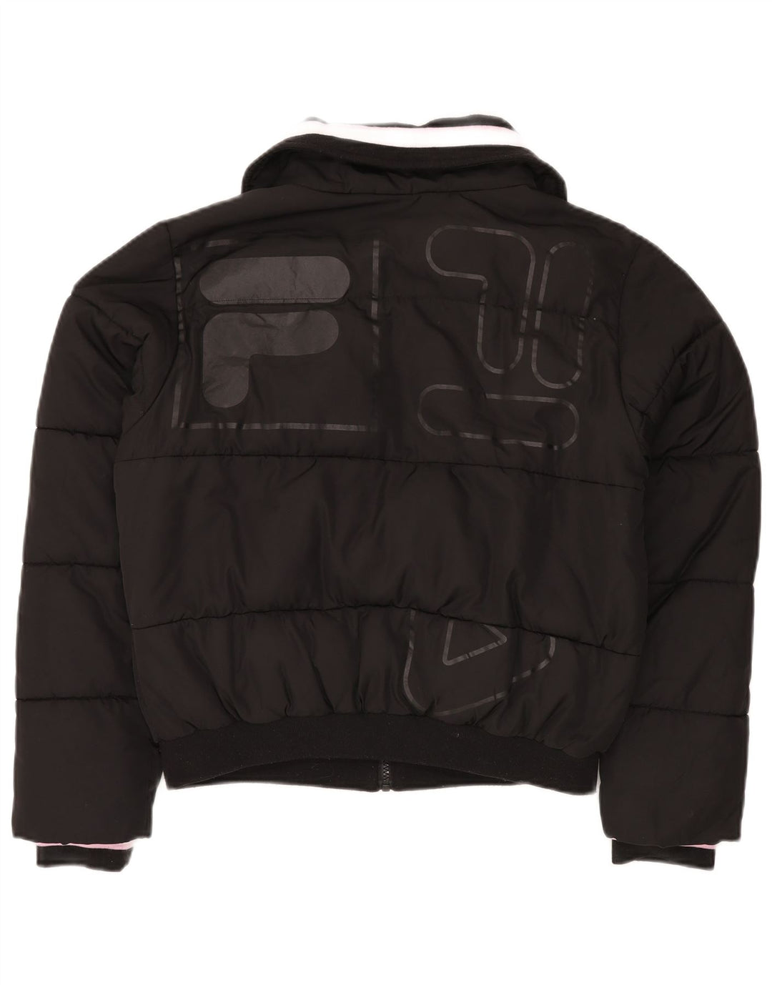 Jaqueta feminina acolchoada gráfica FILA UK 14 poliéster preto médio