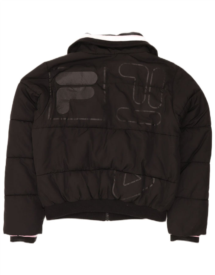 Jaqueta feminina acolchoada gráfica FILA UK 14 poliéster preto médio