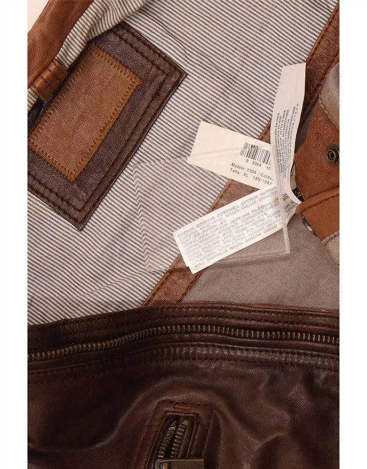 Jaqueta masculina de couro Massimo Dutti UK 42 XL couro marrom