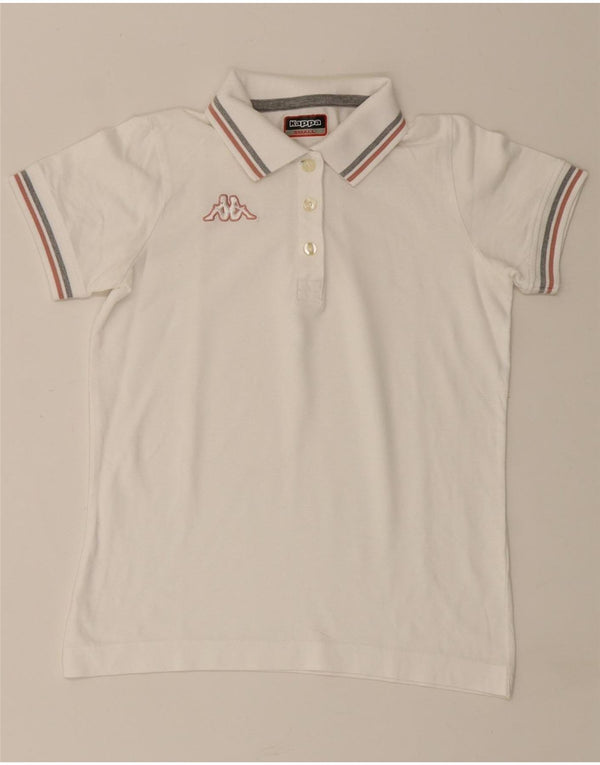 Camisa polo feminina Kappa UK 10 pequena algodão branco