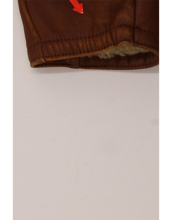 Jaqueta feminina vintage de shearling IT 50 grande marrom shearling