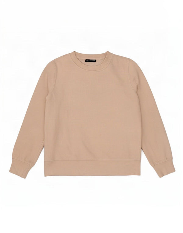 Zara moletom feminino oversized jumper UK 10 pequeno algodão bege