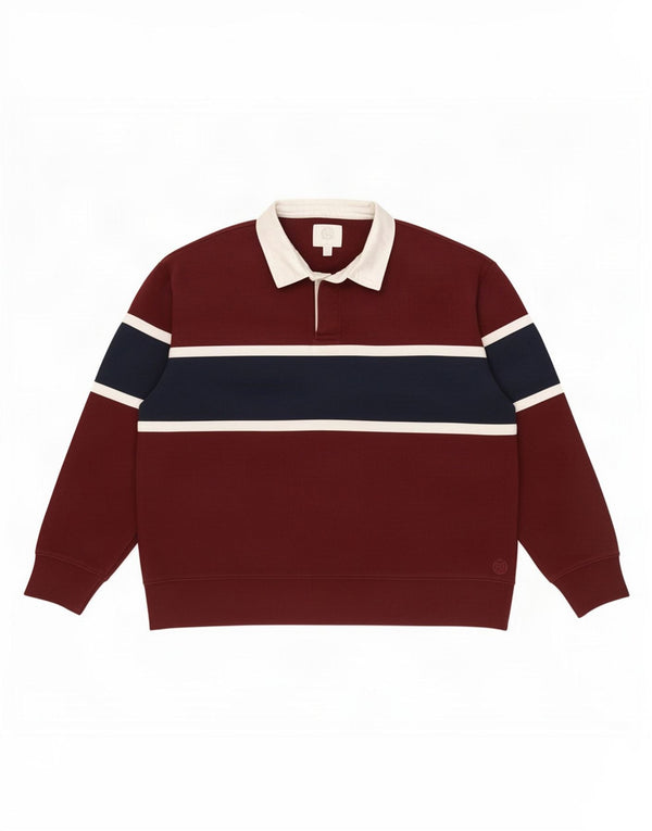 Suéter masculino Marks & Spencer com gola polo 2XL em bloco colorido Borgonha