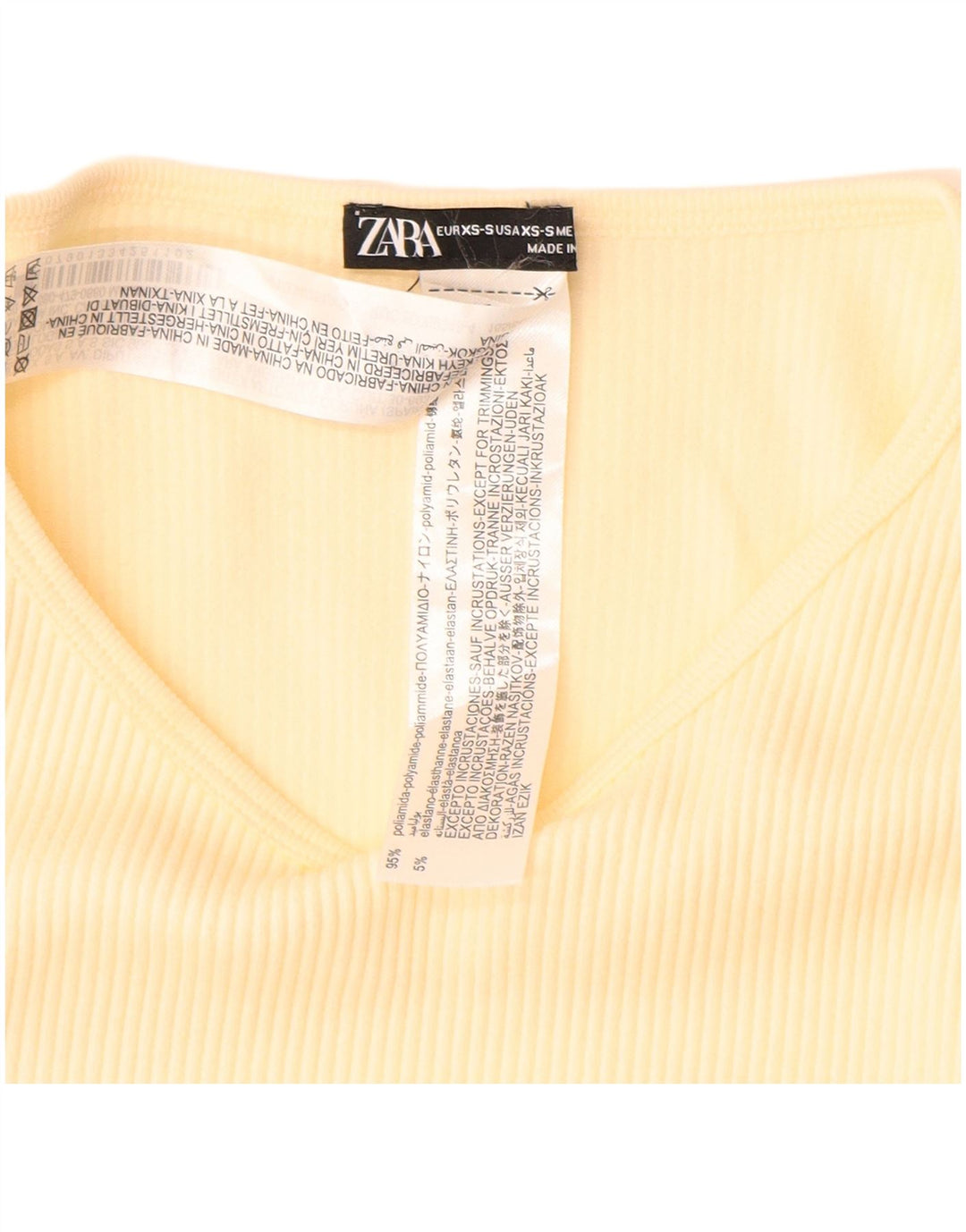 Zara Womens Crop Top Long Sleeve UK 4 XS Yellow Polyamide