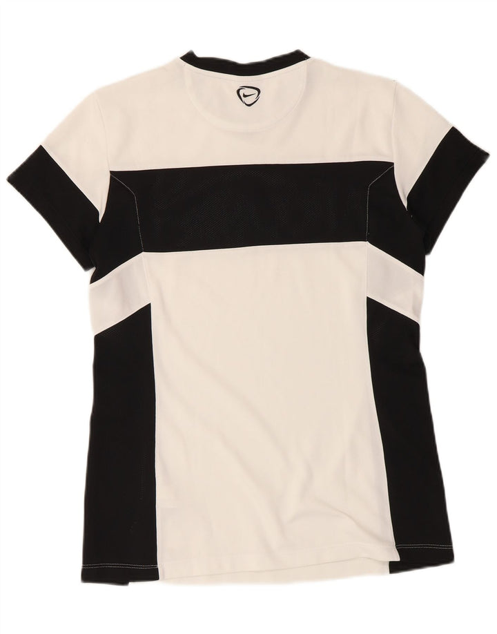 Camiseta masculina Nike Dri Fit Top médio branco colorblock poliéster