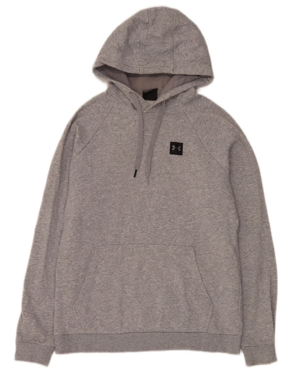 Under Armour Masculino moletom com capuz cinza médio algodão manchado