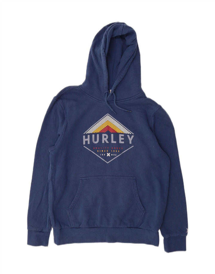 HURLEY Mens Graphic Hoodie Jumper Medium Navy Blue Cotton Vintage Hurley and Second-Hand Hurley from Messina Hembry 
