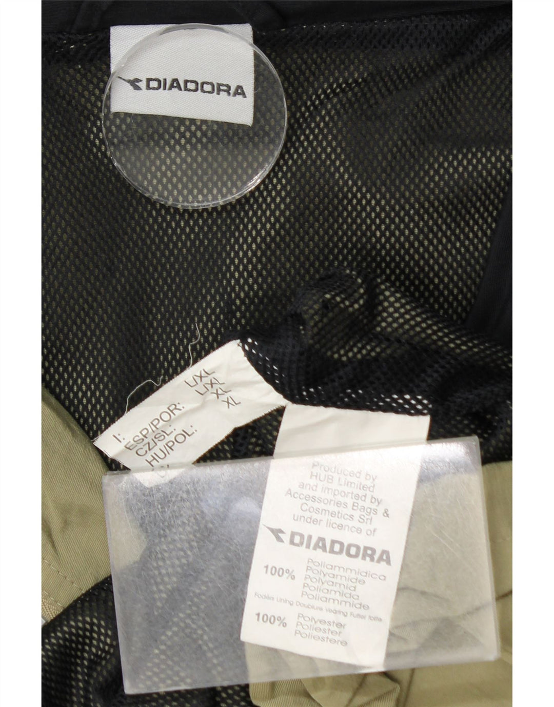 Jaqueta de chuva masculina com capuz DIADORA UK 42 XL cáqui poliamida