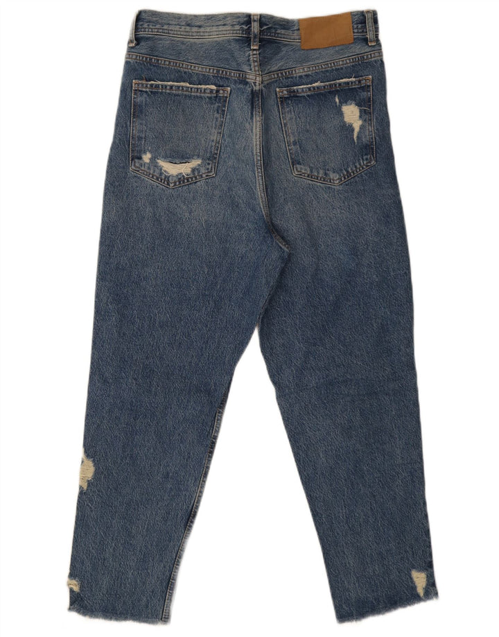 Zara Jeans masculino cortado desgastado EU 40 médio W31 L26 algodão azul