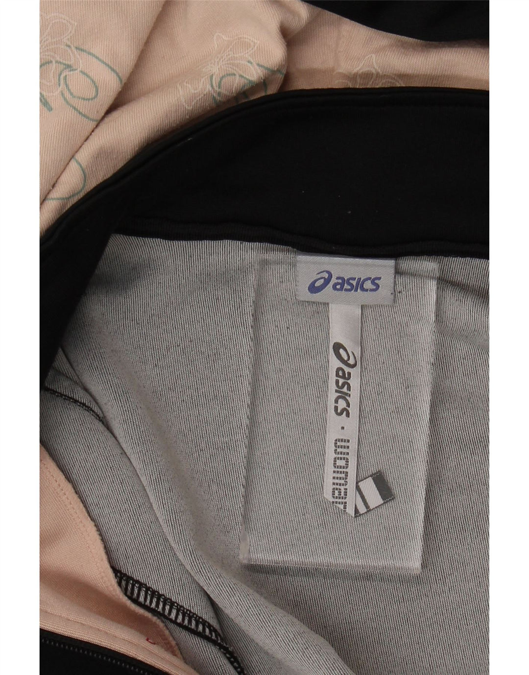 Suéter feminino Asics com capuz e zíper Reino Unido 14 bloco colorido preto médio