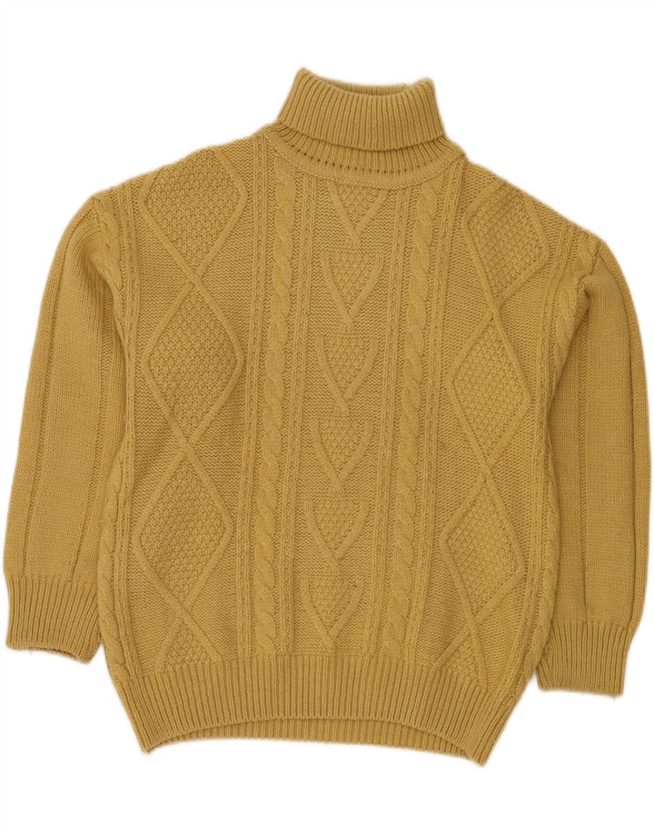 Suéter feminino VINTAGE com gola redonda IT 48 XL lã amarela