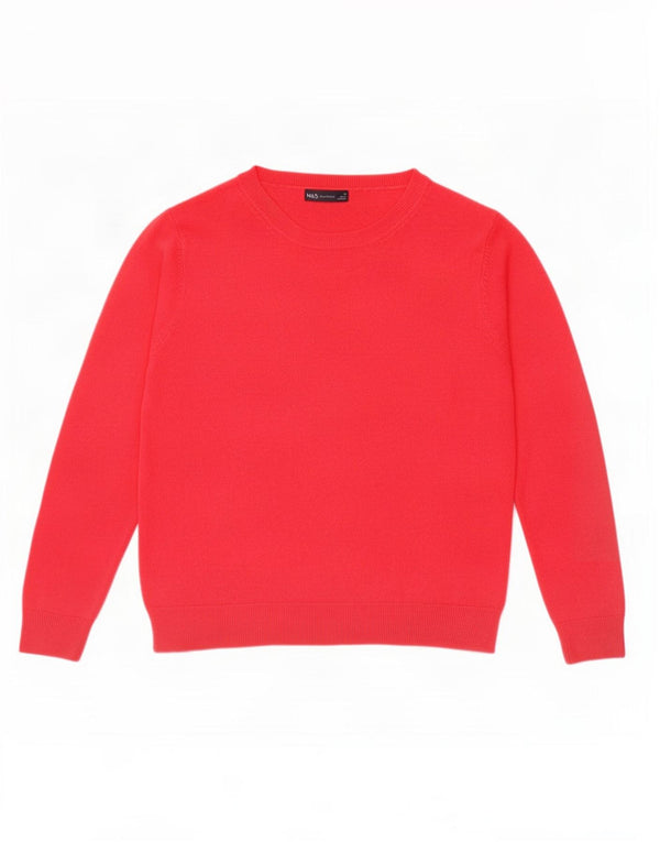 Suéter feminino Marks & Spencer com gola redonda UK 20 2XL acrílico rosa