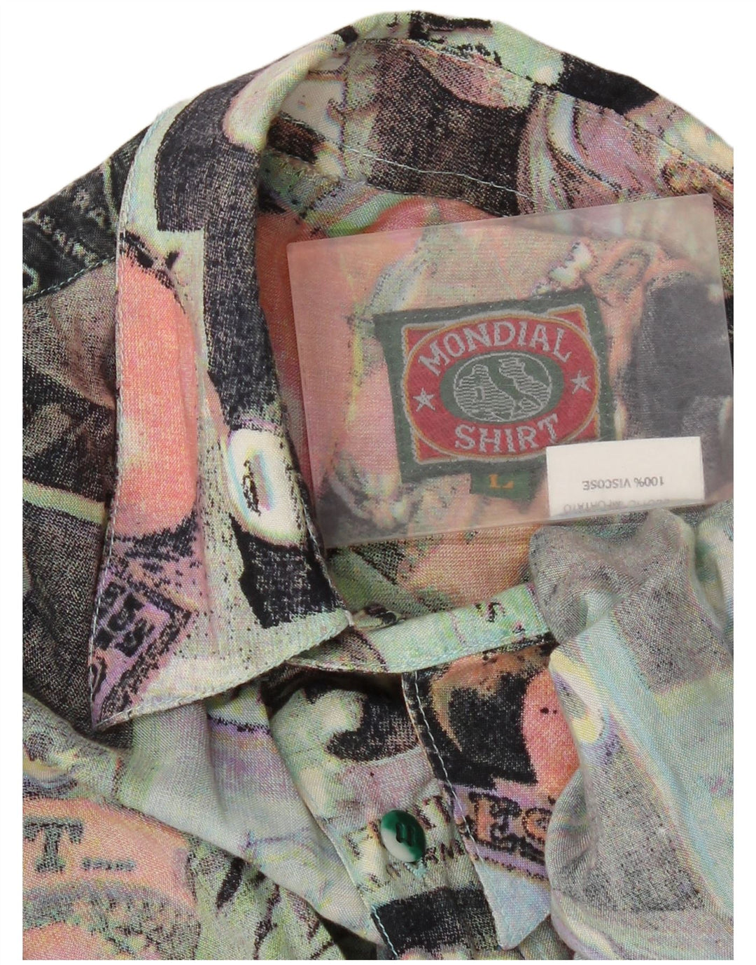 Vintage masculino abstrato Padrão manga curta camisa grande retrô multicolorido