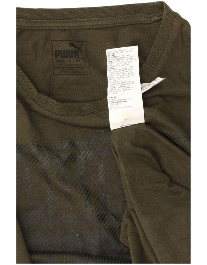 Camiseta masculina PUMA com estampa gráfica pequena de algodão verde