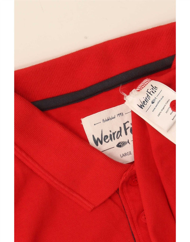Camisa polo masculina Weird Fish grande algodão vermelho