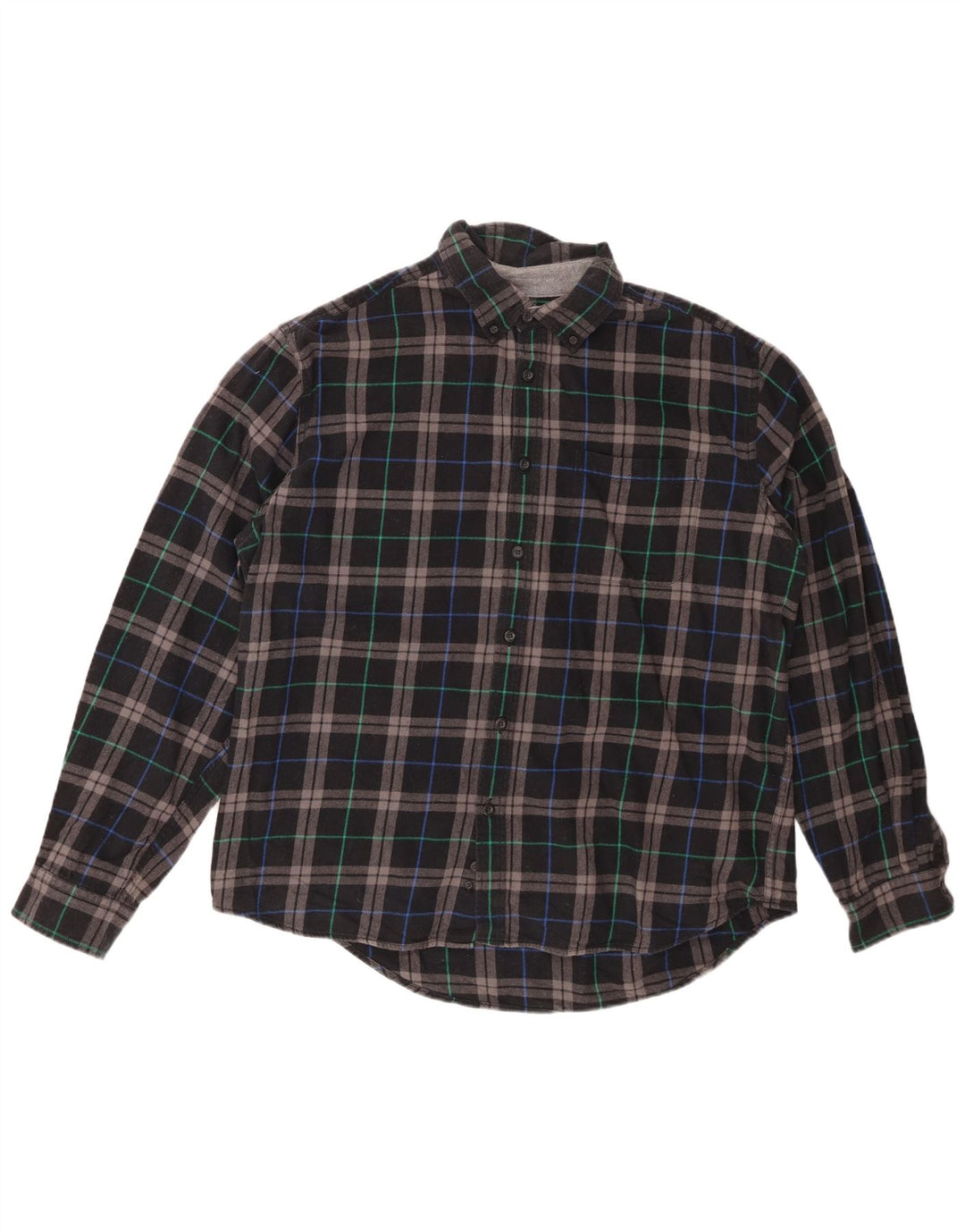 Camisa masculina de flanela EDDIE BAUER XL de algodão xadrez preto