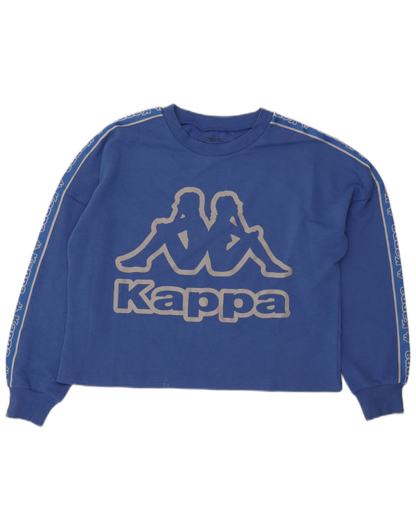 Kappa feminino Tezenis gráfico oversized moletom jumper UK 14 médio azul