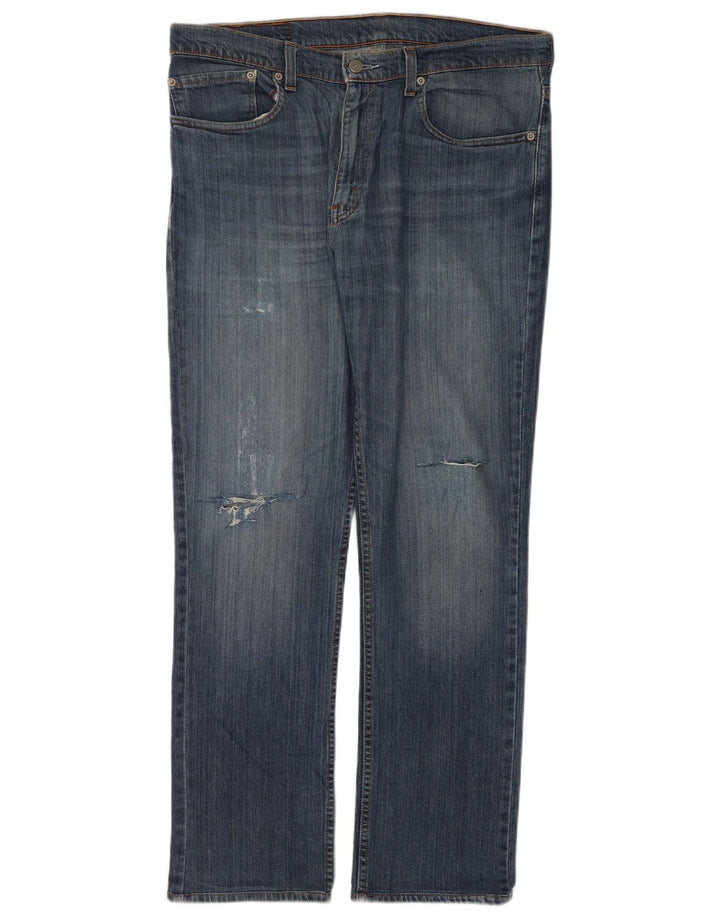 Calça jeans reta masculina Levi's desgastada W34 L30 azul