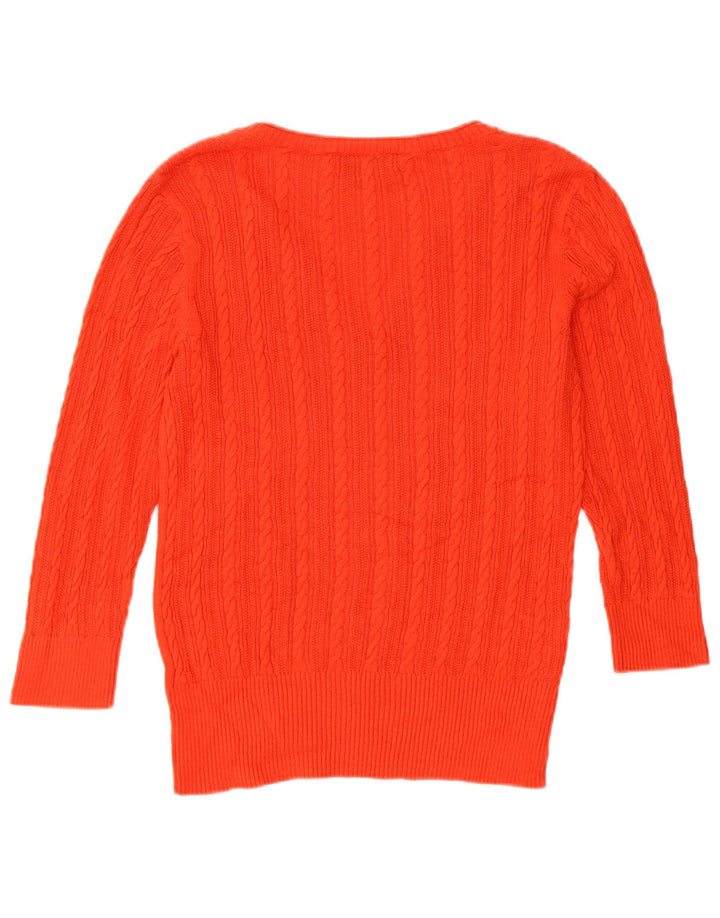 EDDIE BAUER Suéter feminino oversized manga 3/4 com decote em V Reino Unido 6 XS vermelho