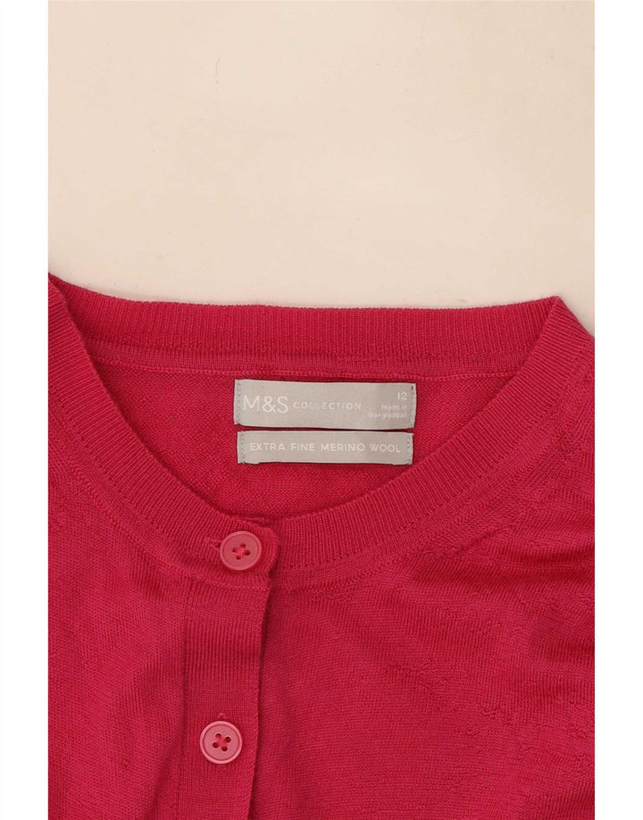 Suéter cardigã feminino Marks & Spencer Reino Unido 12 lã rosa médio